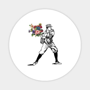 Baseball & Flowers Magnet